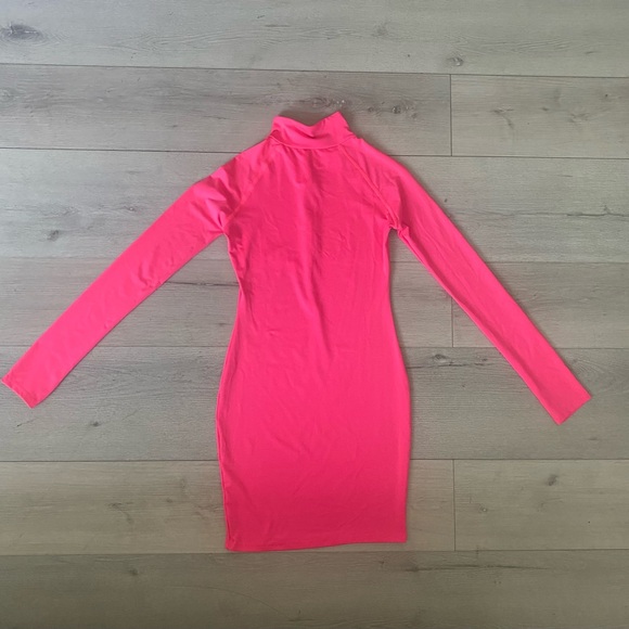 Bodycon Slim Club Outfits Zip Up Jumpsuit Dress Sexy Longsleeve Mini Fuchsia - Picture 10 of 12